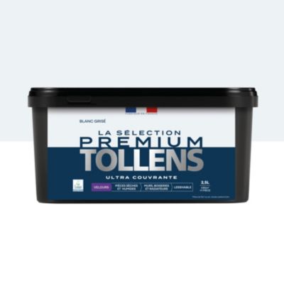 Peinture murs, boiseries et radiateurs blanc grisé velours Tollens Premium 2.5 L
