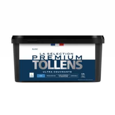 Peinture murs, boiseries et radiateurs blanc mat Tollens Premium 2.5 L