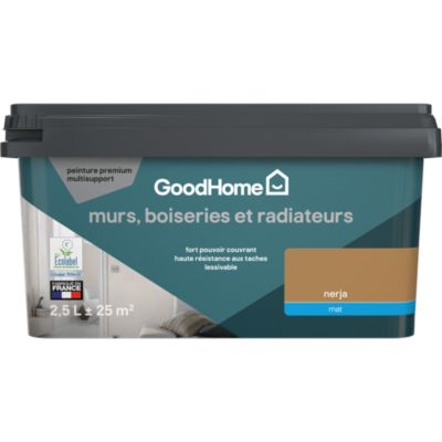 Peinture murs, boiseries et radiateurs blanc nerja mat GoodHome Premium 2.5 L