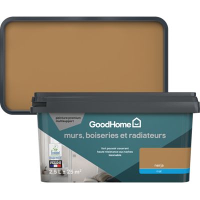 Peinture murs, boiseries et radiateurs blanc nerja mat GoodHome Premium 2.5 L