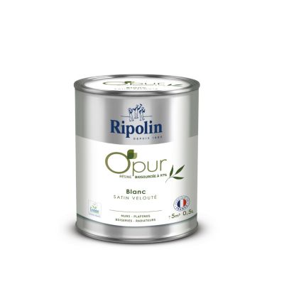 Peinture murs, boiseries et radiateurs blanc satin velouté Ripolin O'pur 0.5 L