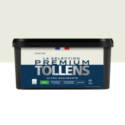 Peinture murs, boiseries et radiateurs blanc soie satin Tollens Premium 2.5 L