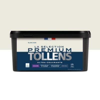 Peinture murs, boiseries et radiateurs blanc soie velours Tollens Premium 2.5 L