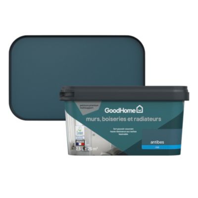 Peinture murs, boiseries et radiateurs bleu antibes mat GoodHome Premium 2.5 L
