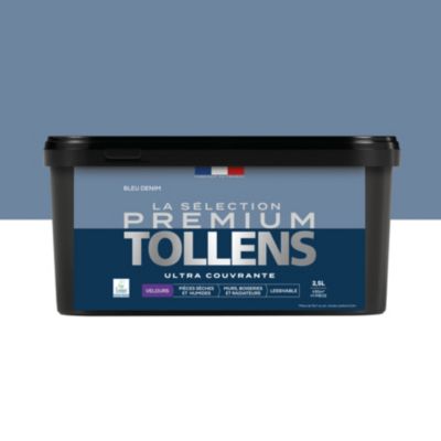 Peinture murs, boiseries et radiateurs bleu denim velours Tollens Premium 2.5 L