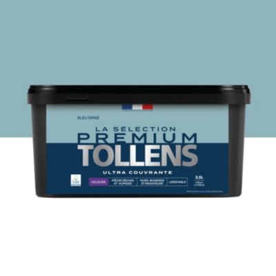 Peinture murs, boiseries et radiateurs bleu grisé velours Tollens Premium 2.5 L