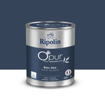 Peinture murs, boiseries et radiateurs bleu hao satin velouté Ripolin O'pur 2 L