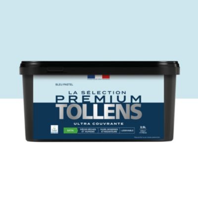 Peinture murs, boiseries et radiateurs bleu pastel satin Tollens Premium 2.5 L