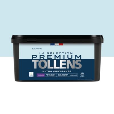 Peinture murs, boiseries et radiateurs bleu pastel velours Tollens Premium 2.5 L