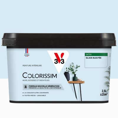 Peinture murs, boiseries et radiateurs glace bleutée satin V33 Colorissim 2.5 L