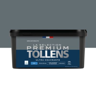 Peinture murs, boiseries et radiateurs gris anthracite mat Tollens Premium 2.5 L