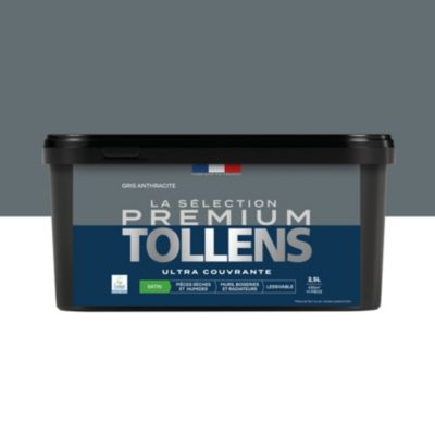 Peinture murs, boiseries et radiateurs gris anthracite satin Tollens Premium 2.5 L