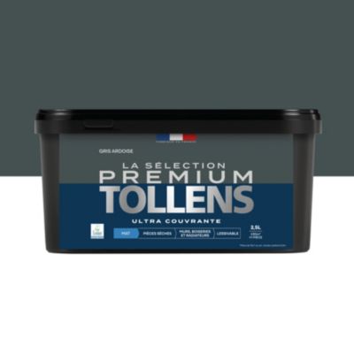Peinture murs, boiseries et radiateurs gris ardoise mat Tollens Premium 2.5 L