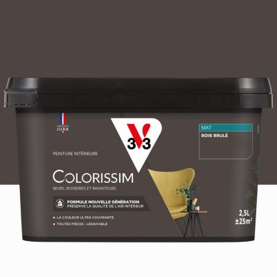 Peinture murs, boiseries et radiateurs gris bois brûlé mat V33 Colorissim 2.5 L