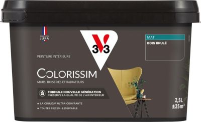 Peinture murs, boiseries et radiateurs gris bois brûlé mat V33 Colorissim 2.5 L