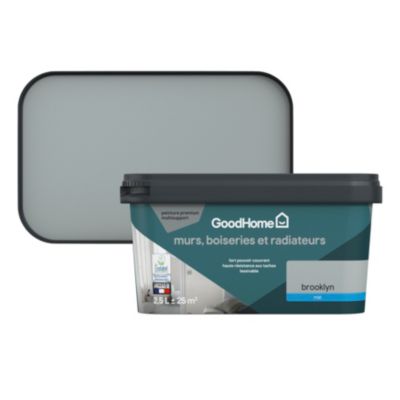 Peinture murs, boiseries et radiateurs gris brooklyn mat GoodHome Premium 2.5 L