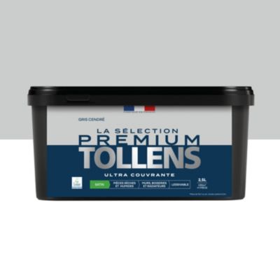 Peinture murs, boiseries et radiateurs gris cendré satin Tollens Premium 2.5 L