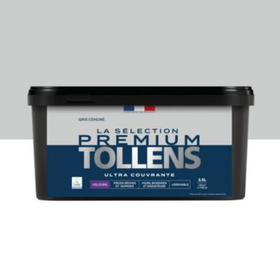 Peinture murs, boiseries et radiateurs gris cendré velours Tollens Premium 2.5 L