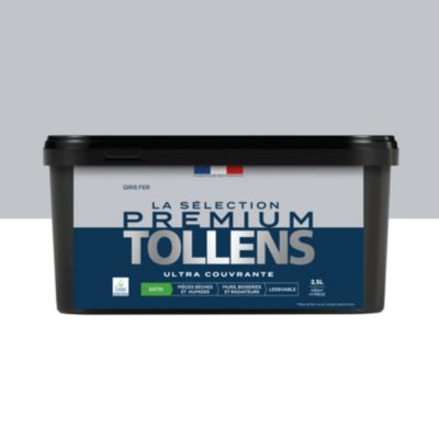 Peinture murs, boiseries et radiateurs gris fer satin Tollens Premium 2.5 L