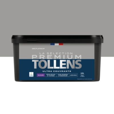Peinture murs, boiseries et radiateurs gris platinium velours Tollens Premium 2.5 L