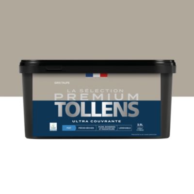 Peinture murs, boiseries et radiateurs gris taupe mat Tollens Premium 2.5 L