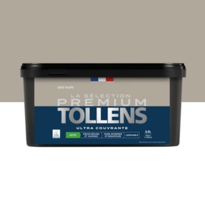 Peinture murs, boiseries et radiateurs gris taupe satin Tollens Premium 2.5 L