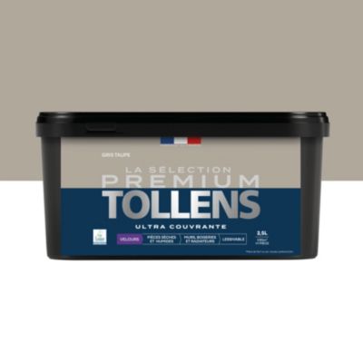 Peinture murs, boiseries et radiateurs gris taupe velours Tollens Premium 2.5 L