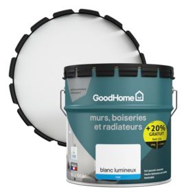 Peinture murs, boiseries et radiateurs haute résistance blanc mat GoodHome 10L + 20% gratuit