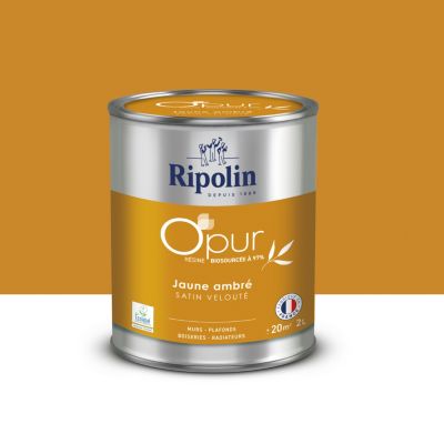 Peinture murs, boiseries et radiateurs jaune ambré satin velouté Ripolin O'pur 2 L