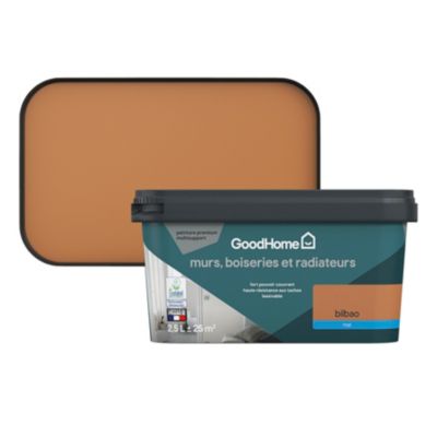 Peinture murs, boiseries et radiateurs marron bilbao mat GoodHome Premium 2.5 L