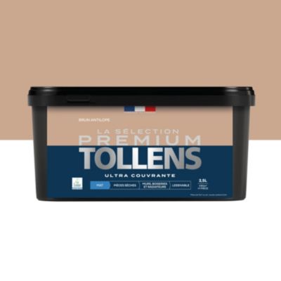 Peinture murs, boiseries et radiateurs marron brun antilope mat Tollens Premium 2.5 L