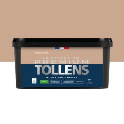Peinture murs, boiseries et radiateurs marron brun antilope satin Tollens Premium 2.5 L