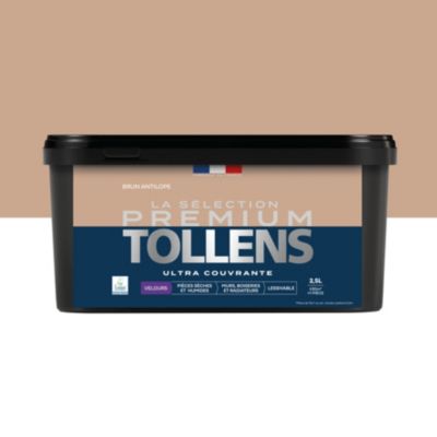 Peinture murs, boiseries et radiateurs marron brun antilope velours Tollens Premium 2.5 L