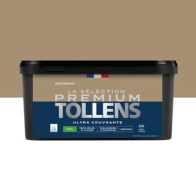 Peinture murs, boiseries et radiateurs marron brun bronze satin Tollens Premium 2.5 L