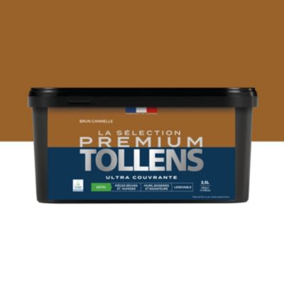 Peinture murs, boiseries et radiateurs marron brun cannelle satin Tollens Premium 2.5 L
