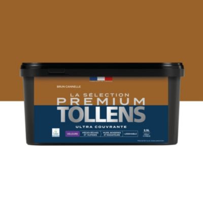 Peinture murs, boiseries et radiateurs marron brun cannelle velours Tollens Premium 2.5 L