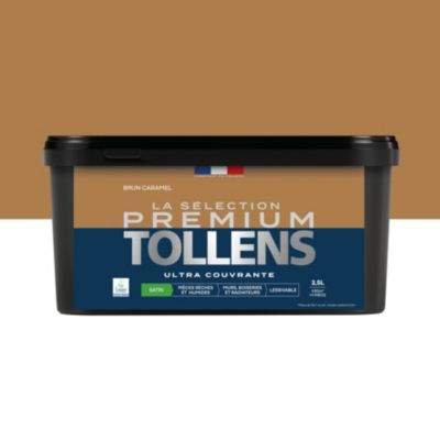 Peinture murs, boiseries et radiateurs marron brun caramel satin Tollens Premium 2.5 L