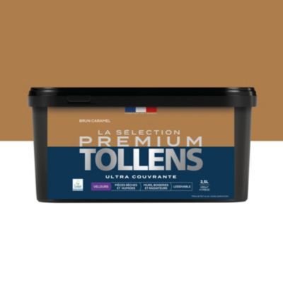 Peinture murs, boiseries et radiateurs marron brun caramel velours Tollens Premium 2.5 L