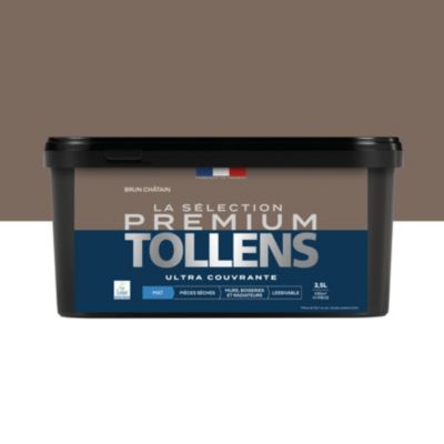 Peinture murs, boiseries et radiateurs marron brun chatain mat Tollens Premium 2.5 L