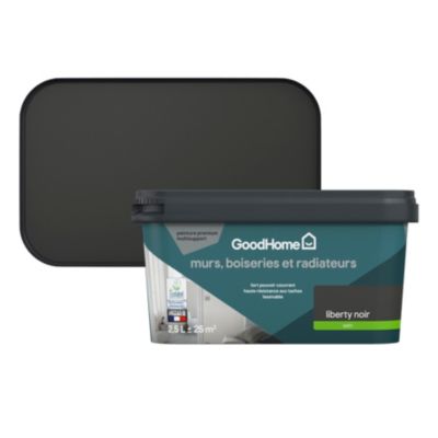Peinture murs, boiseries et radiateurs noir liberty satin GoodHome Premium 2.5 L