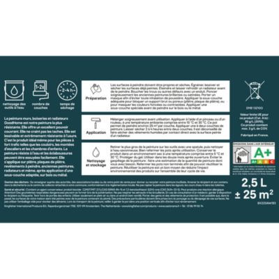 Peinture murs, boiseries et radiateurs noir liberty velours GoodHome Premium 2.5 L