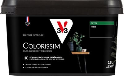 Peinture murs, boiseries et radiateurs noir satin V33 Colorissim 2.5 L