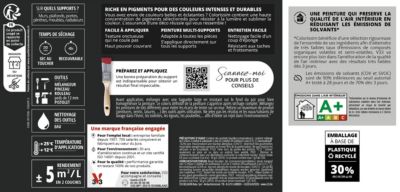 Peinture murs, boiseries et radiateurs noir satin V33 Colorissim 2.5 L