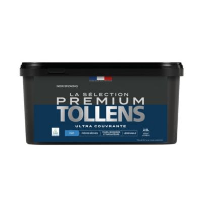 Peinture murs, boiseries et radiateurs noir smoking mat Tollens Premium 2.5 L
