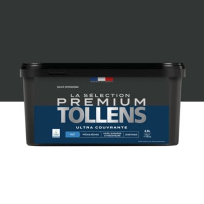 Peinture murs, boiseries et radiateurs noir smoking mat Tollens Premium 2.5 L