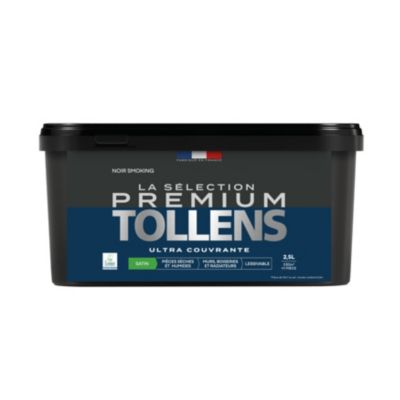 Peinture murs, boiseries et radiateurs noir smoking satin Tollens Premium 2.5 L