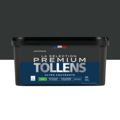 Peinture murs, boiseries et radiateurs noir smoking satin Tollens Premium 2.5 L