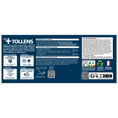Peinture murs, boiseries et radiateurs noir smoking satin Tollens Premium 2.5 L
