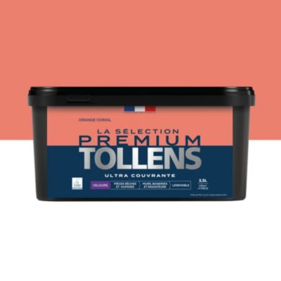 Peinture murs, boiseries et radiateurs orange corail velours Tollens Premium 2.5 L