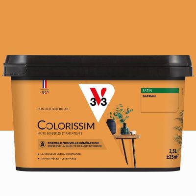 Peinture murs, boiseries et radiateurs orange safran satin V33 Colorissim 2.5 L